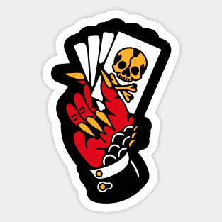 Devil hand playing cards Sticker